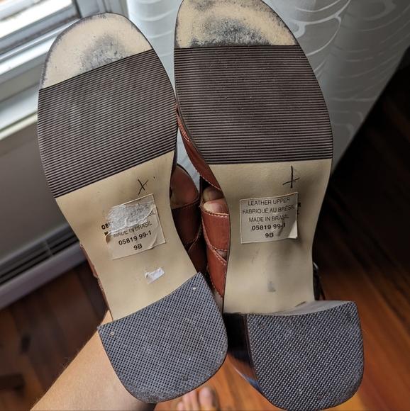 Vintage leather heeled sandals - Picture 5 of 6